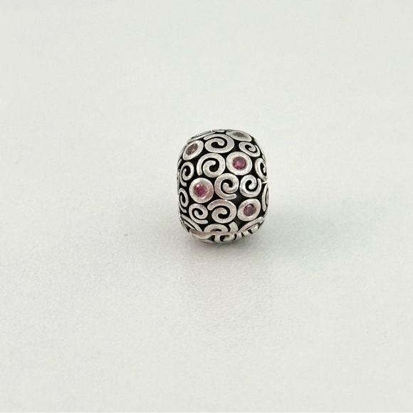 Pandora Pink CZ Wind Swirls Clip Rare Retired Charm - Picture 2 of 6